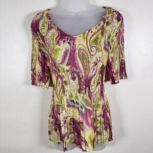 Magic Scarf Womens Top Pleated Stretch Blouse One Size Boho Whimsigoth Y2K 90s